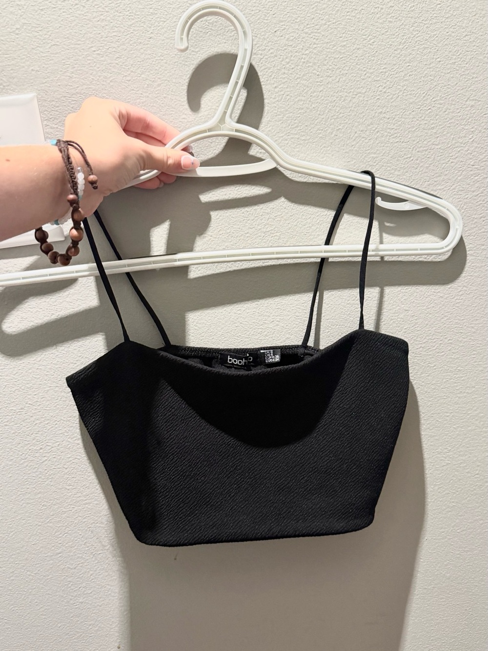 Boohoo Black Textured Crop Cami